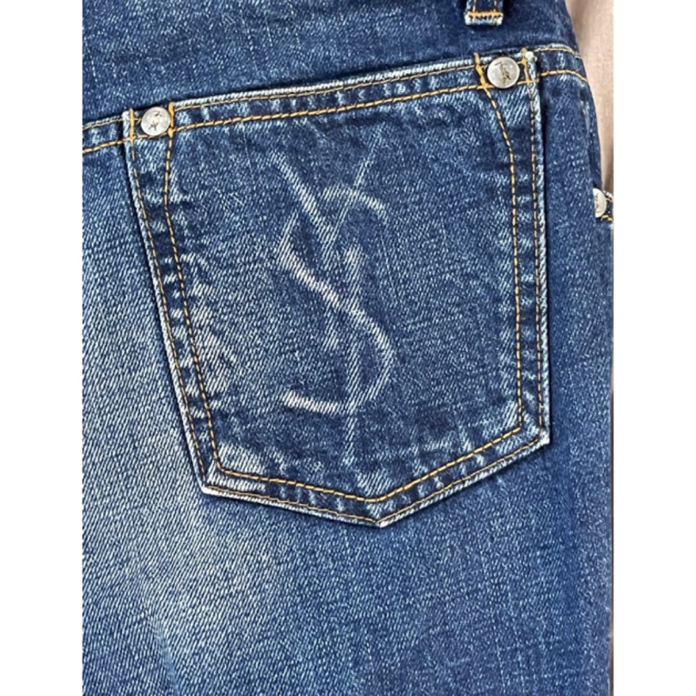 ✨Authentic Extremely Rare Yves Saint Laurent YSL Logo Blue Denim Jeans Pants
